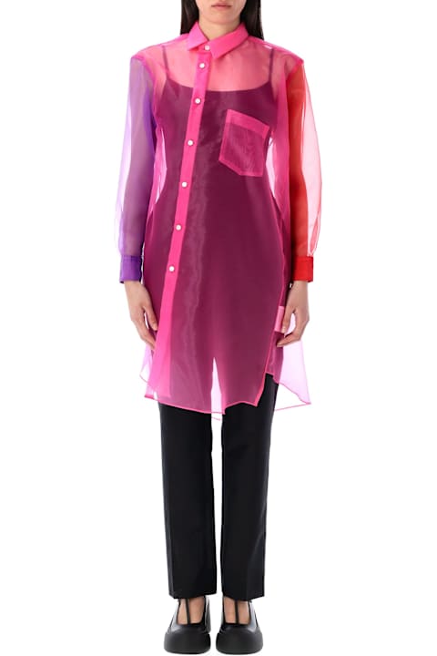 Fashion for Women Comme des Garçons Asymmetric Color Block Organza Shirt